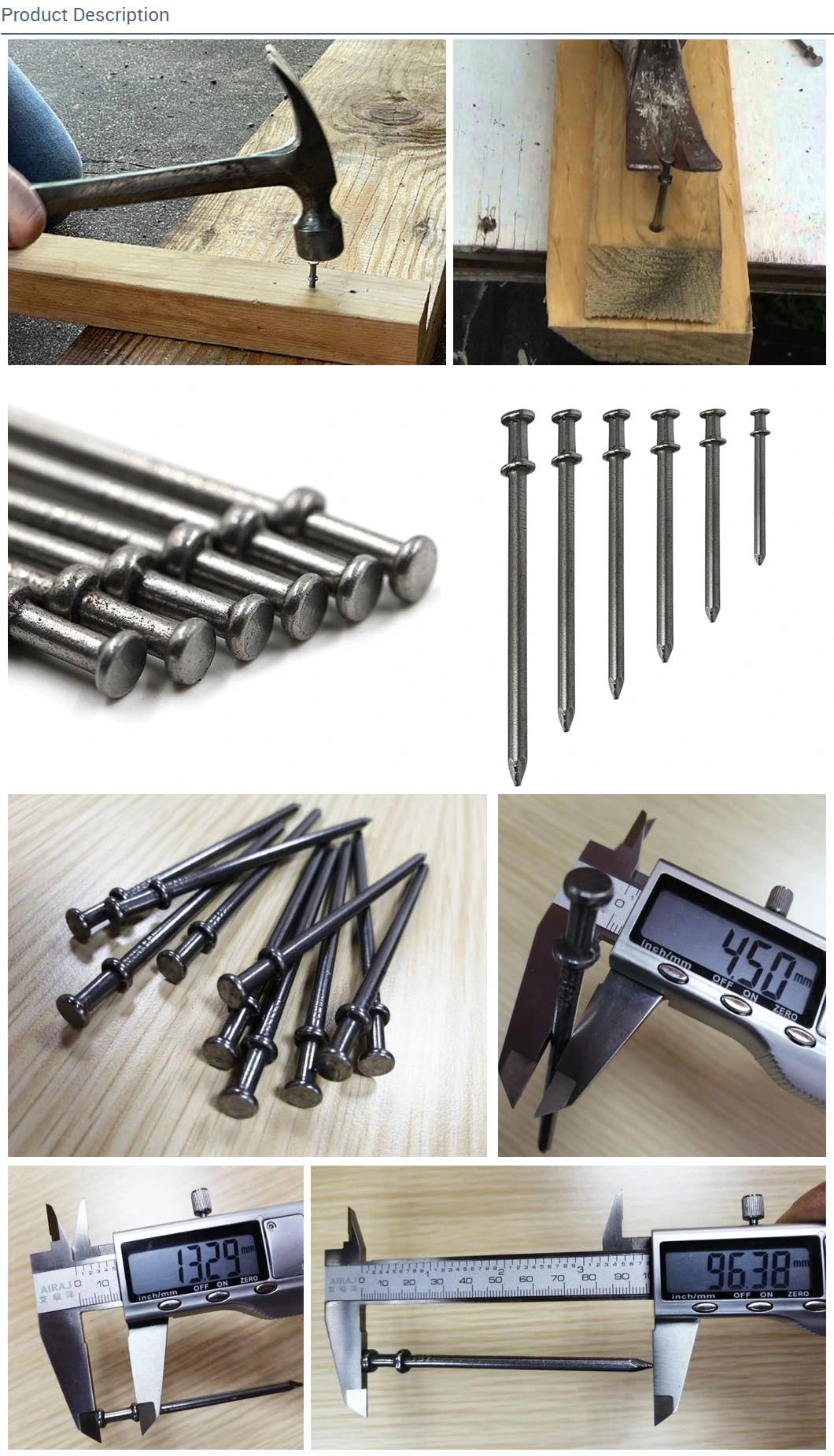 Shandong Factory Sell Good Quality Polished Duplex Head Nail Two Double Head Nails