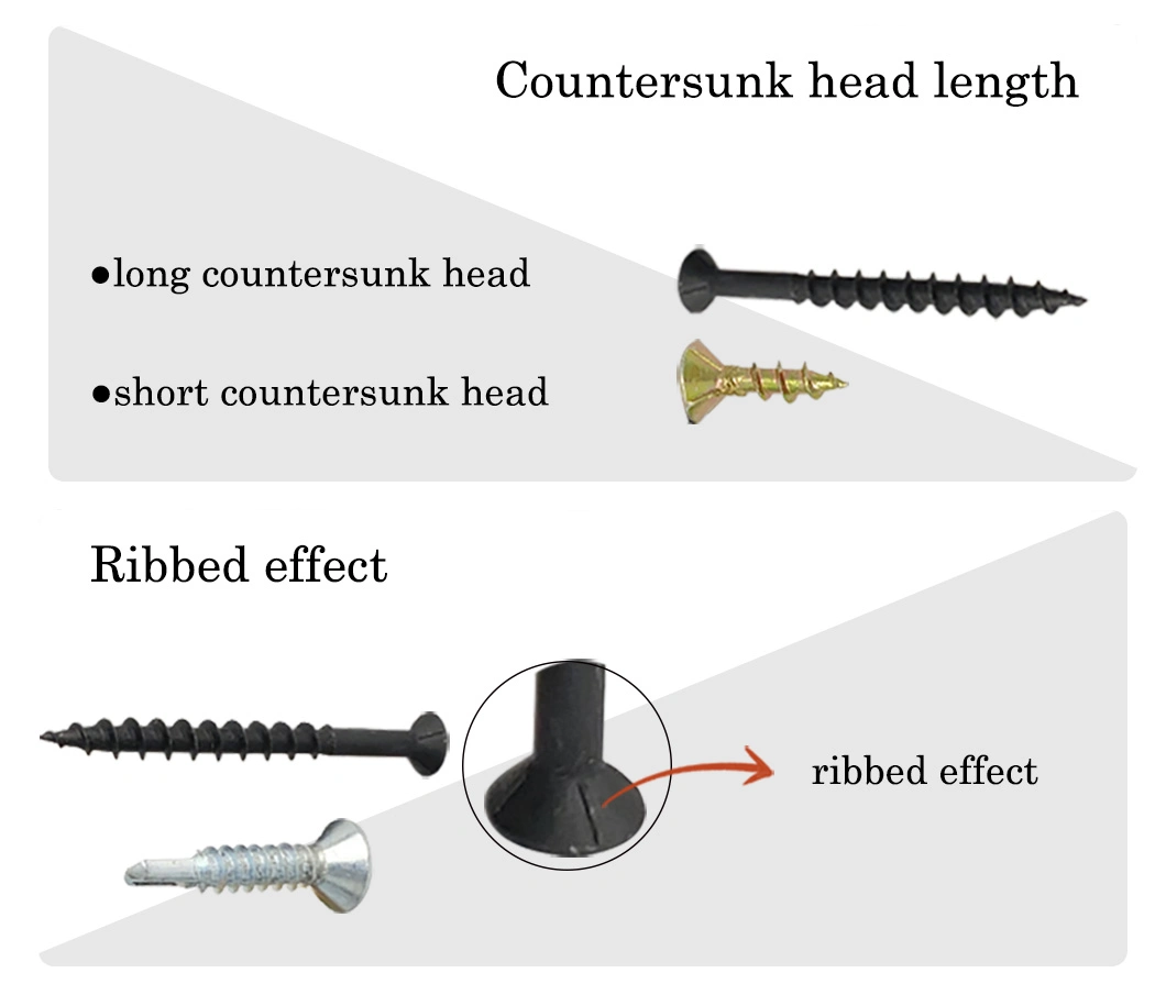 Double Csk Head with Rib Self Drilling Fine Thread Use for Iron Countersunk Screw