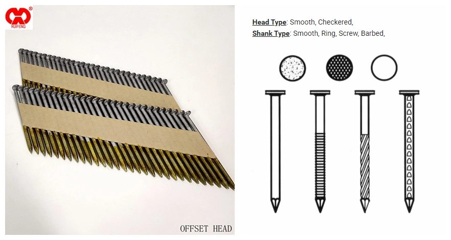 Ruifeng Brand 34 Degree Paper Tape Strip Nails - Offset Head.